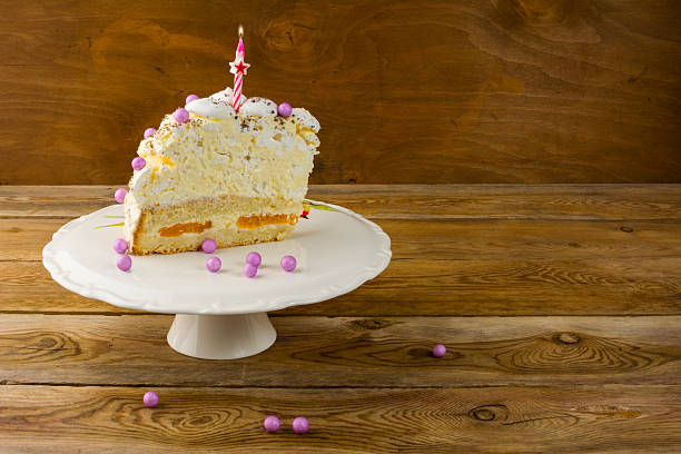 istock Burning candle on Birthday cake 540228286