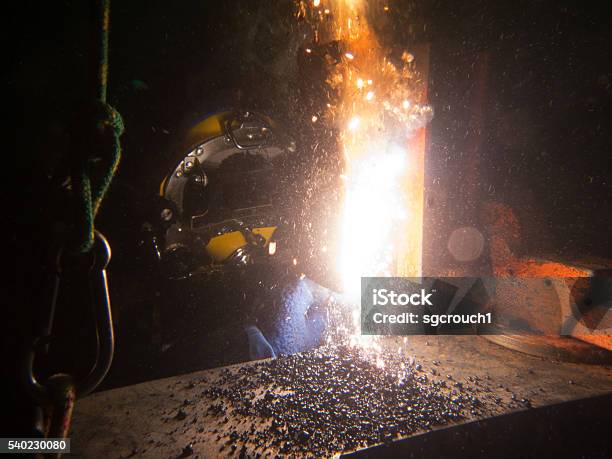 Commercial Diver Underwater Welding Stock Photo - Download Image Now - Underwater, Welder, Welding