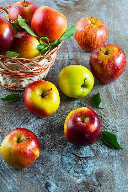 istock Ripe apples in the basket, top view 540234020