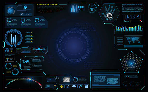 illustrations, cliparts, dessins animés et icônes de hud interface ui design technologie innovation système concept graphique contexte - drone futuristic