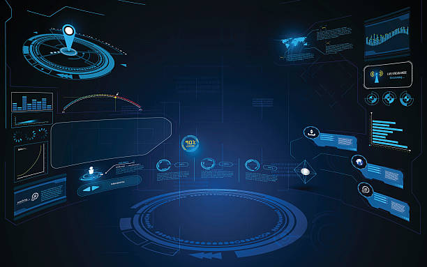 abstraktní hud interface ui dynamic design innovation concept template background - hud diplej grafické uživatelské rozhraní stock ilustrace