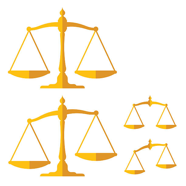 illustrations, cliparts, dessins animés et icônes de image vectorielle de l’équilibre de la justice en laiton - scales of justice illustrations