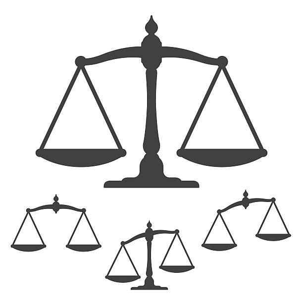 ilustrações de stock, clip art, desenhos animados e ícones de symbols of justice on white background - scales of justice illustrations