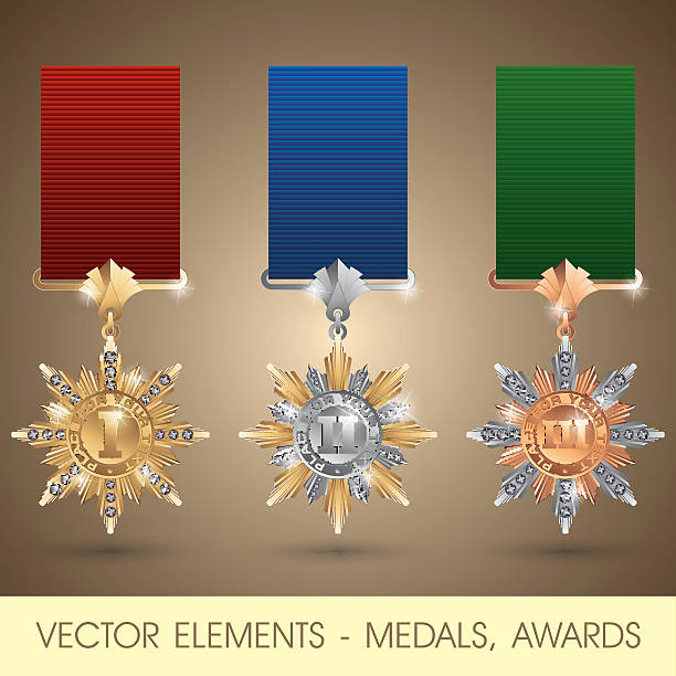 векторные элементы-медали, награды - medal silver medal silver award stock illustrations