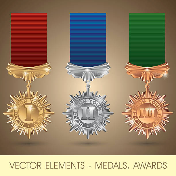 векторные элементы-медали, награды - medal silver medal silver award stock illustrations