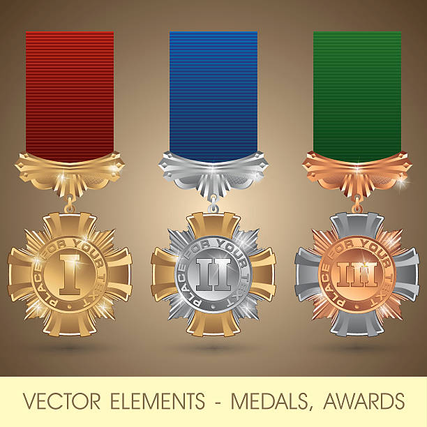 векторные элементы-медали, награды - medal silver medal silver award stock illustrations