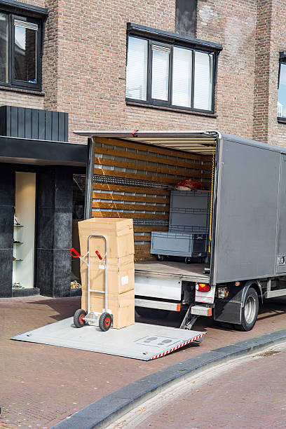 istock small grey truck for goods delivery for retail shops 540365406