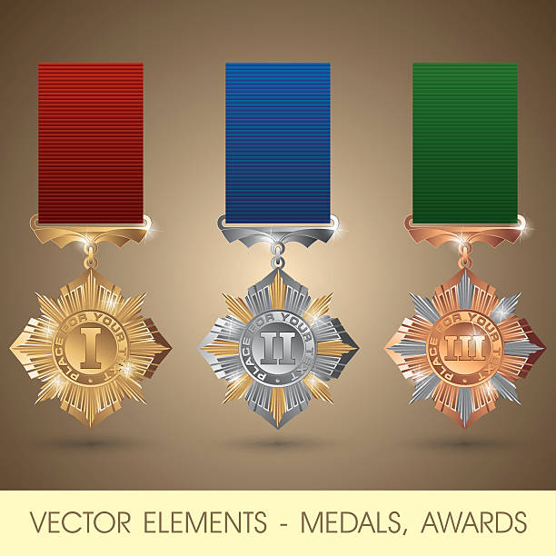 векторные элементы-медали, награды - medal silver medal silver award stock illustrations