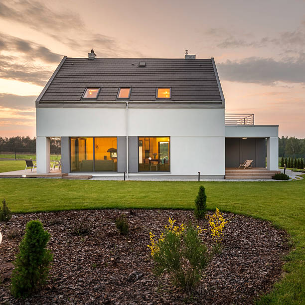 istock Elegant and modern house with backyard 540367066