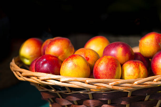 istock Nectarines in wooden basket nuts 540368356