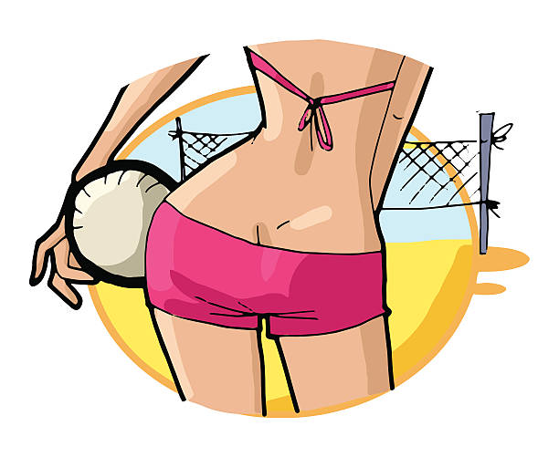 夏ビーチ女の子、ボール - isolated volleyball women adult点のイラスト素材／クリップアート素材／マンガ素材／アイコン素材