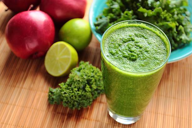 Helathy smoothie with kale stock photo