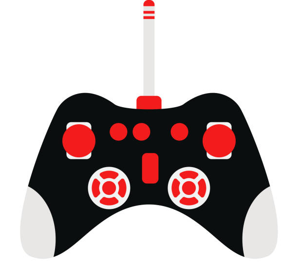 ilustrações de stock, clip art, desenhos animados e ícones de consola de jogos ilustração vetorial do'joystick' - gamepad joystick keypad white background