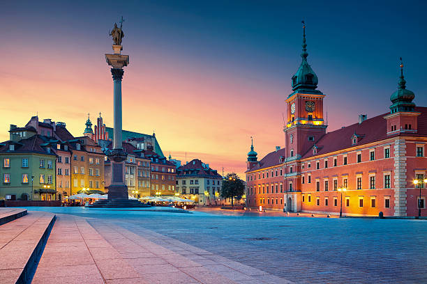 Warsaw. Image of Old Town Warsaw, Poland during sunset. poland stock pictures, royalty-free photos & images