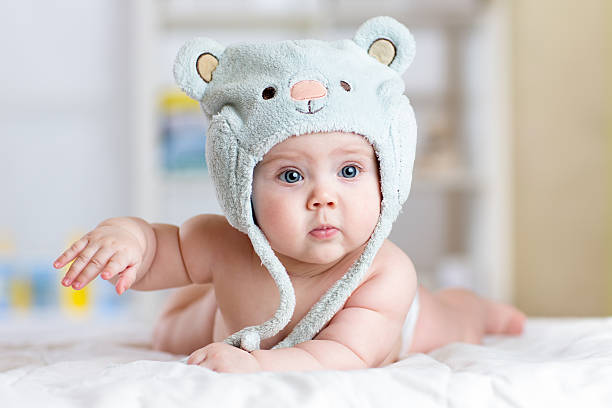 istock Portrait of a cute five months baby lying down on 540370992