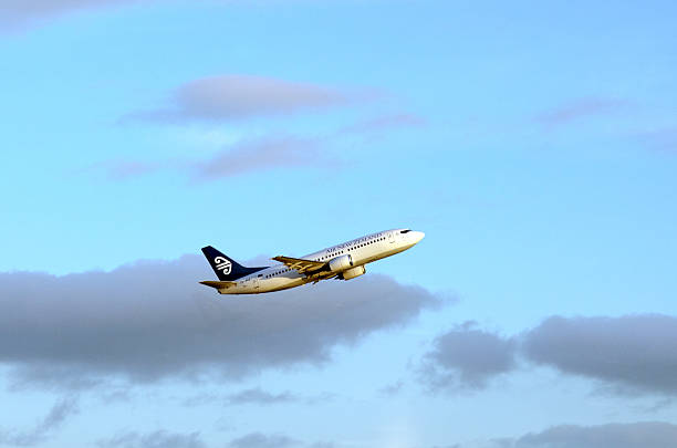 Auckland, New Zealand: March 31st, 2024. Air New Zealand Airbus A320-232 landing at Auckland International Airport in Auckland, New Zealand