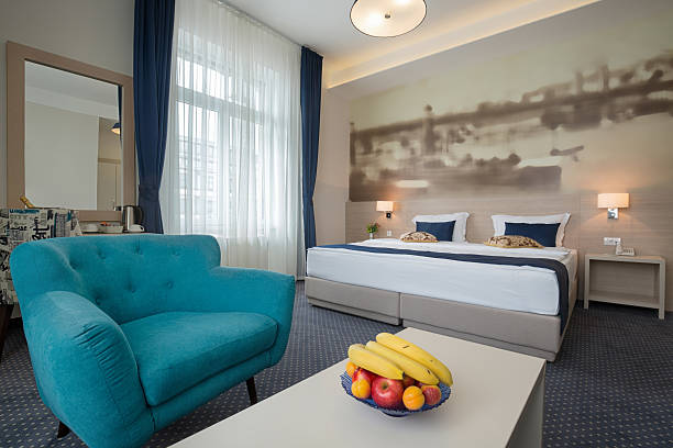 istock Interior of a hotel bedroom 540371912