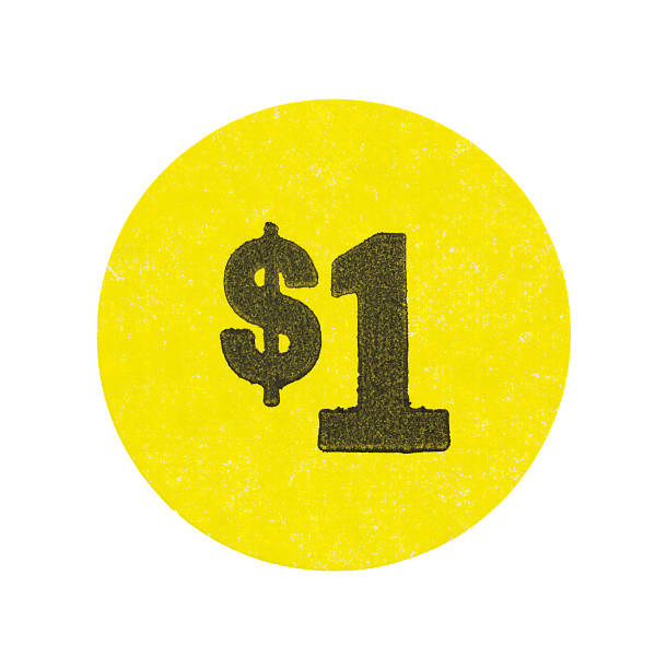 istock Yellow one dollar garage sale sticker 540372996