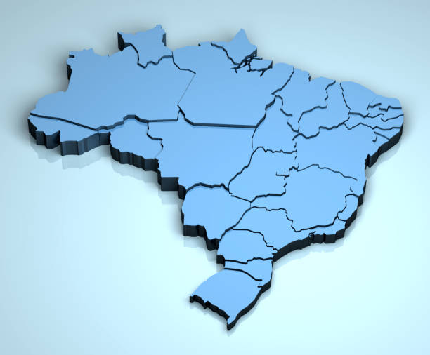 ブラジル 3 d - brazil map rio de janeiro sao paulo ストックフォトと画像