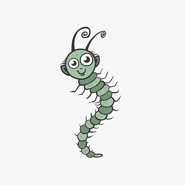 Vector illustration of Funny vector icon. Centipede, caterpillar, worm. Flat Illustration