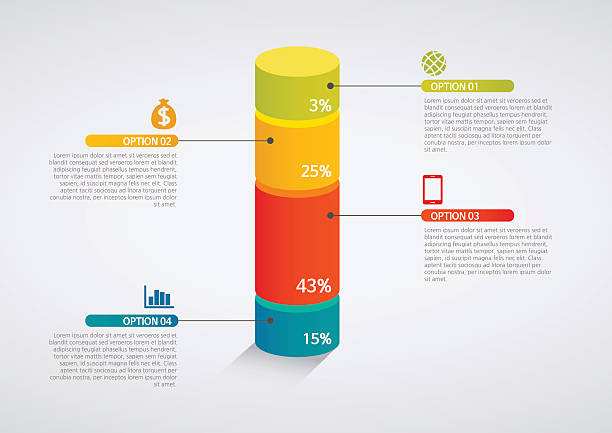 정보 그래픽 - 다채로운 그래프, 실린더 - cylinder stock illustrations