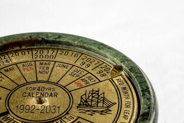 istock Perpetual calendar close up on white background with copy space 540385588