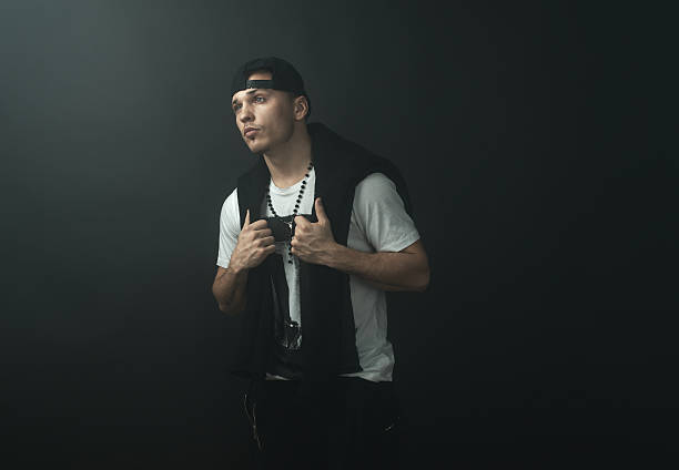 istock Fashionable stylish man in  darkness 540386512