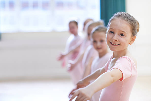 Group Of Young Girls In Ballet Dancing Class Group Of Young Girls In Ballet Dancing Class dancing school stock pictures, royalty-free photos & images