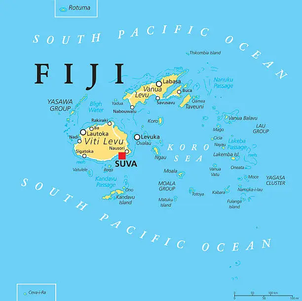 Vector illustration of Fiji Political Map