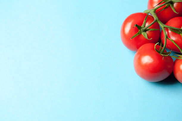 istock Fresh radishes with leaves on a blue background from above 540389094