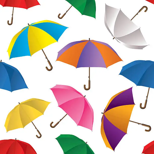 Vector illustration of Umbrellas Seamless Pattern