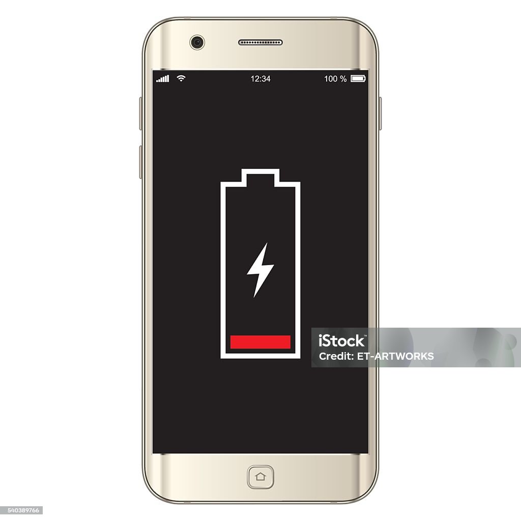 Vector Smartphone Low Battery Vector illustration of a smartphone low battery. EPS10 layers (removeable) and alternate formats (hi-res jpg, png, pdf).  Animals Charging stock vector