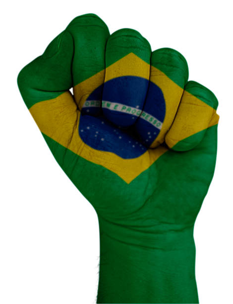 istock Fist with Brazil flag 540389880