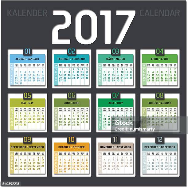 Calendar 2017 Including Weeks Stock Illustration - Download Image Now - 2017, Personal Organizer, Annual Event