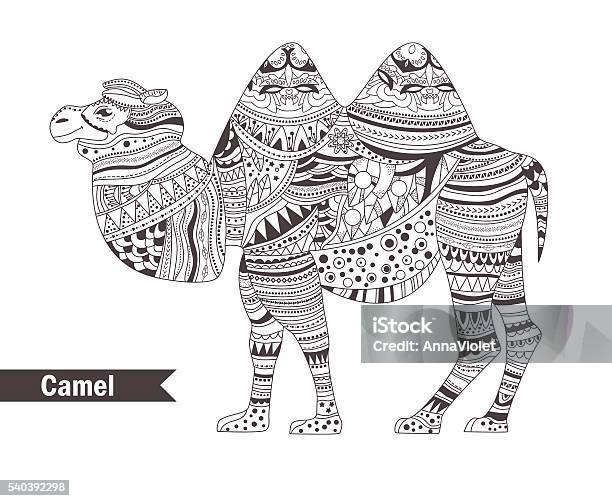 Camel Coloring Book Stock Illustration - Download Image Now - Abstract, Adult, Animal