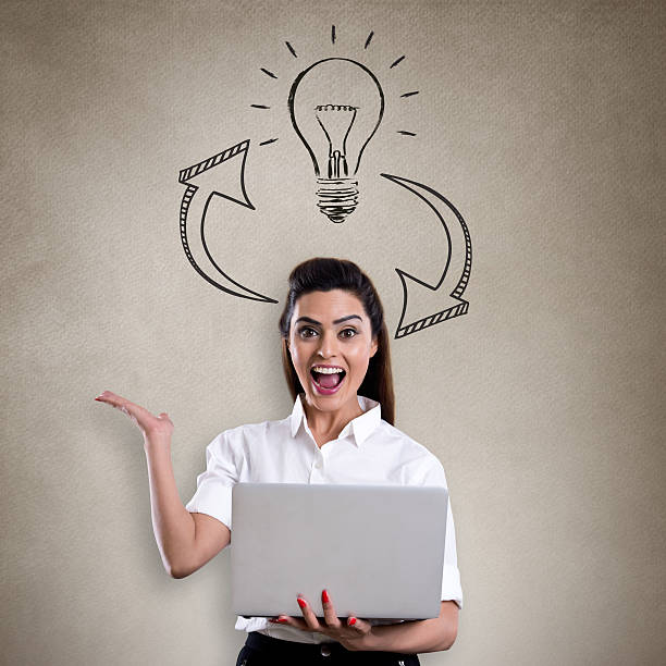 istock Excited businesswoman get an Idea 540393986