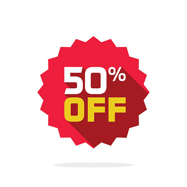 Sale Sticker 50 Percent Off Label Tag Vector Badge Icon Stock Illustration  - Download Image Now - iStock