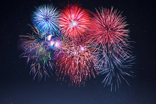 istock Amazing celebration sparkling fireworks over starry sky 540397768
