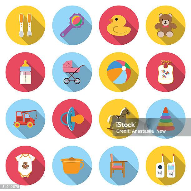 Set Baby Icons Stock Illustration - Download Image Now - Baby - Human Age, Icon Symbol, Merchandise