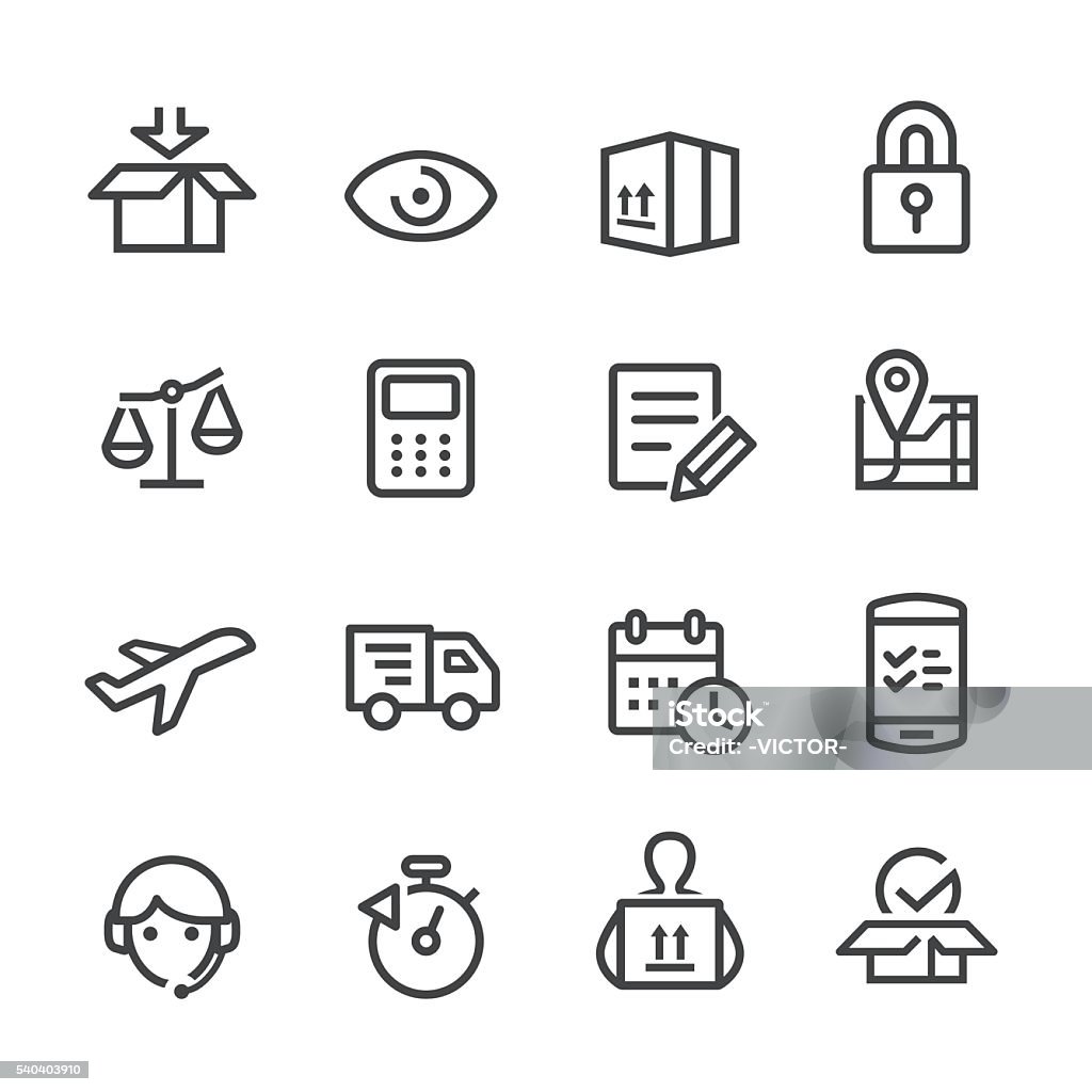 Logistics Workflow Icons - Line Series View All: Icon Symbol stock vector