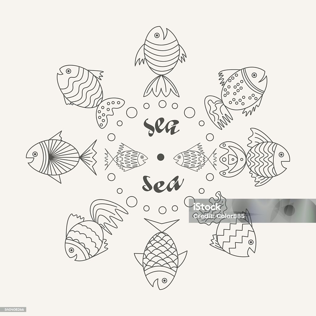 Text Box Fish Vector Frame For Text With Fish Stock Illustration - Download Image Now ...
