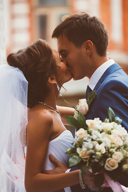 istock Happy bride and groom on their wedding 540408388