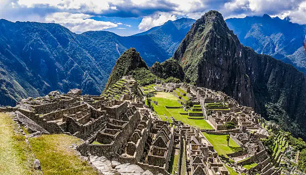 Panoramic view of the city of Macchu Pichu in Peru