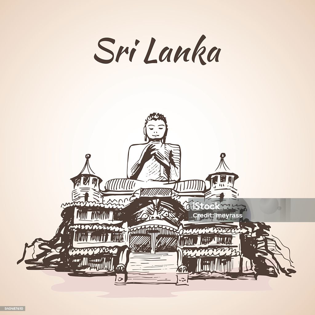 Dambulla cave temples - Sri Lanka Buddhism stock vector