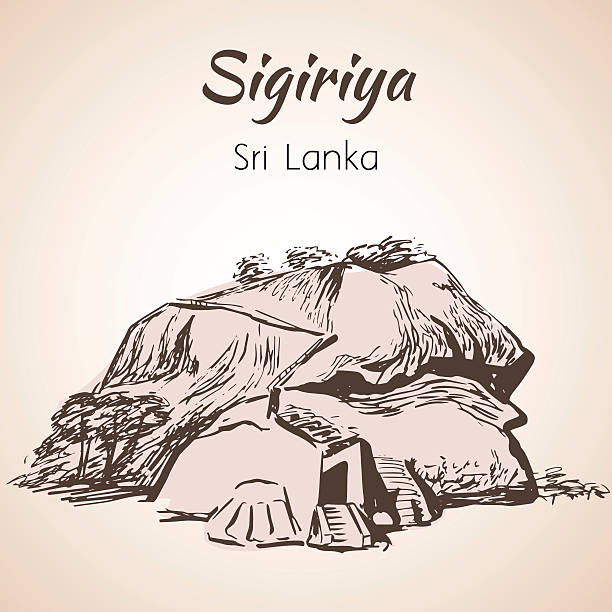 illustrazioni stock, clip art, cartoni animati e icone di tendenza di fortezza di roccia di sigiriya, sri lanka - buddhism sigiriya old famous place