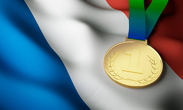 istock France flag, gold medal 540489964