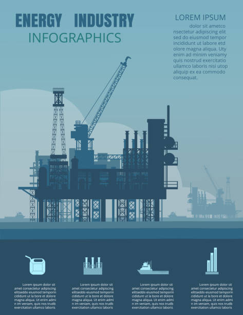 illustrazioni stock, clip art, cartoni animati e icone di tendenza di settore energetico infografica - gas oil oil rig nature