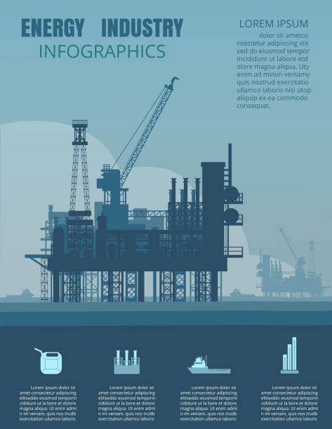 ilustrações de stock, clip art, desenhos animados e ícones de infográfico de indústria de energia - oil industry oil rig computer icon oil