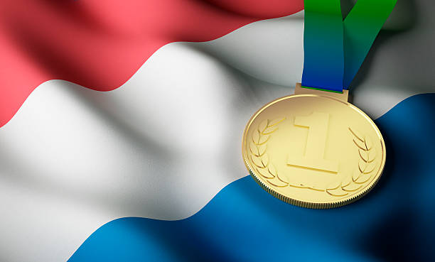 istock Netherlands flag, gold medal 540492054