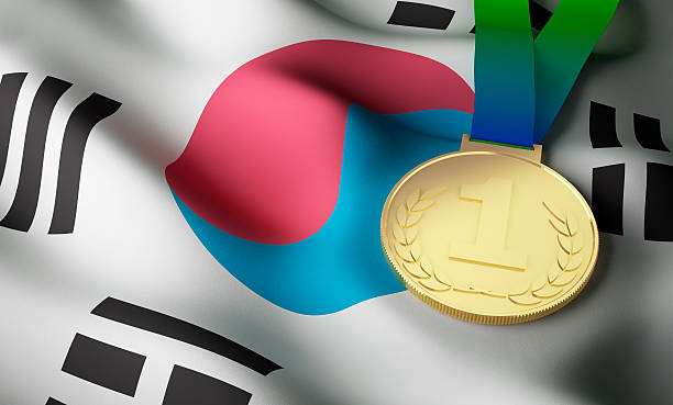istock South Korea flag, gold medal 540493076
